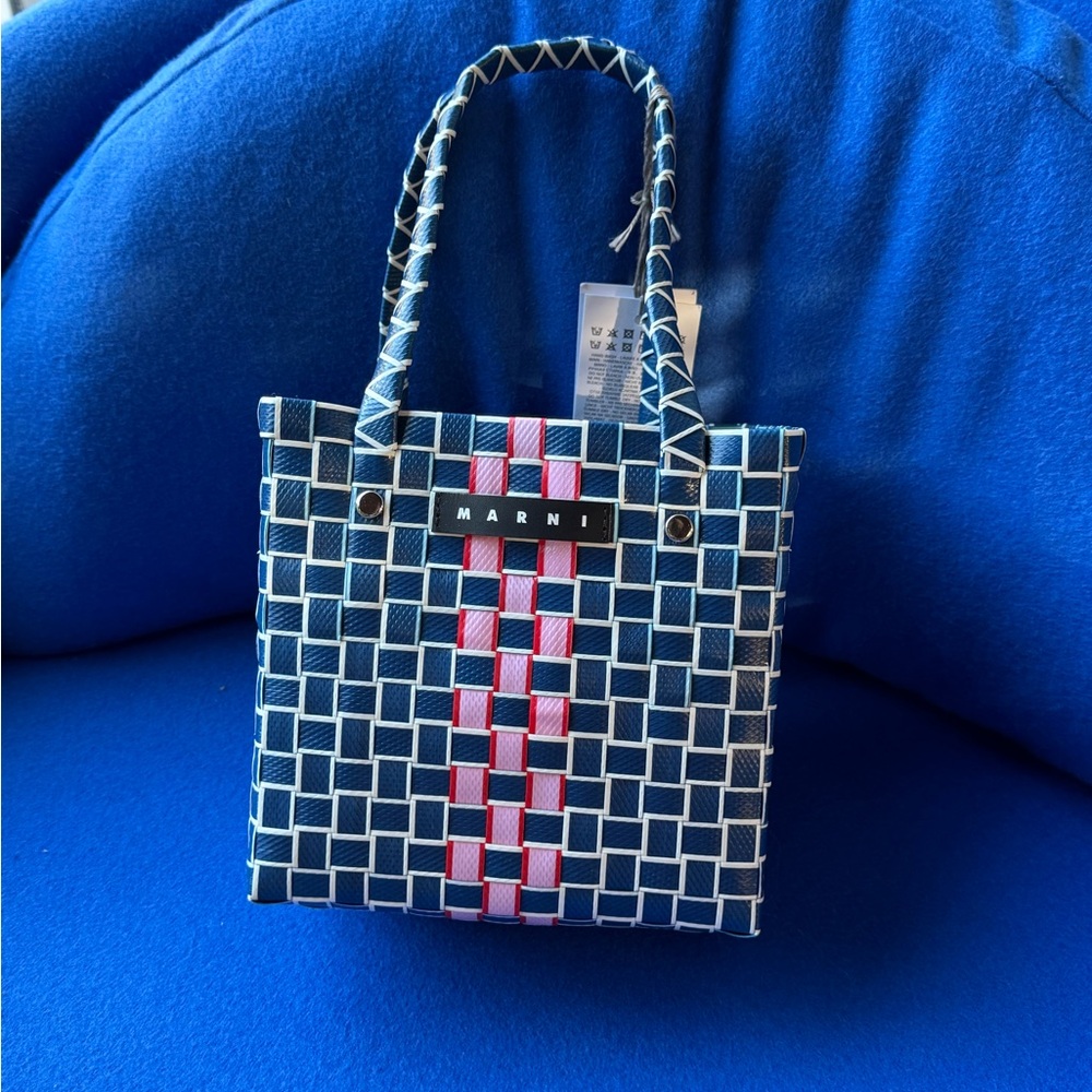 NWT Marni Blue and Pink Geometric Tote Bag